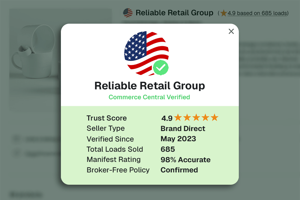 Seller profiles showing trust scores and verification